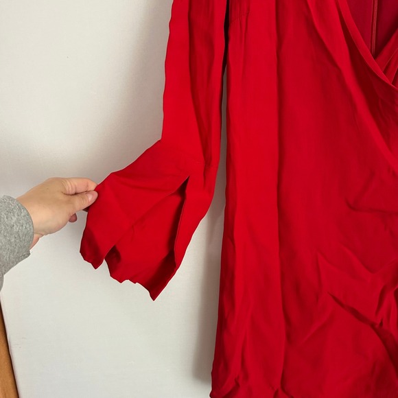 C/MEO Collective Mini Dress Wrap Long Sleeve Party‎ Cocktail Red Night Air XS - Picture 6 of 10